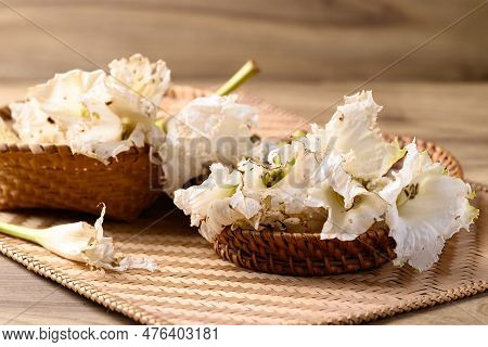 Thai Edible Flowers (dolichandrone Serrulata) From Organic Local Farmers Market In Northern Of Thail