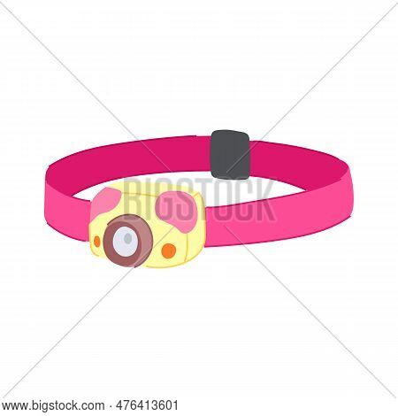 Light Headlamp Flashlight Cartoon. Dark Man, Electric Bright Light Headlamp Flashlight Sign. Isolate
