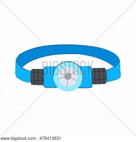 Head Headlamp Flashlight Cartoon. Hiking Equipment, Light Dark Head Headlamp Flashlight Sign. Isolat