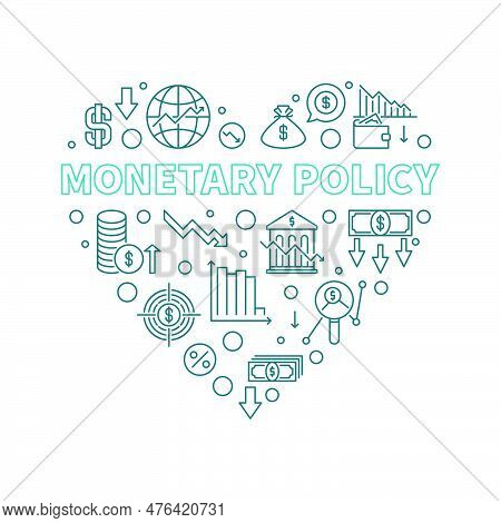 Monetary Policy Vector Concept Heart Shaped Banner - Macroeconomics Illustration
