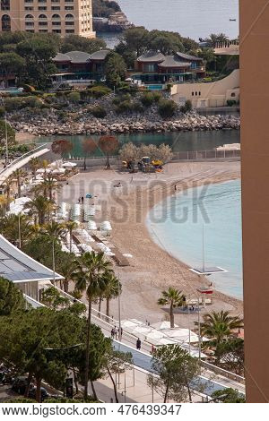 Monaco, Monaco April 22nd 2023:- A View Of The Larvotto Beach, Monaco