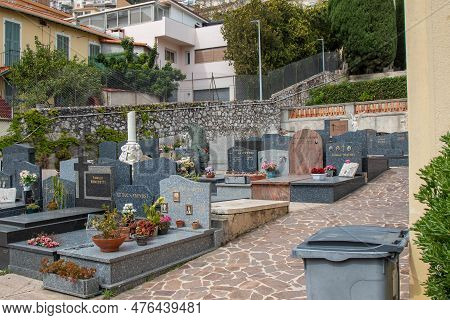 Monaco, Monaco April 22nd 2023:- The Cemetery In Monaco, Cimetière De Monaco In The Jardin Exotique 