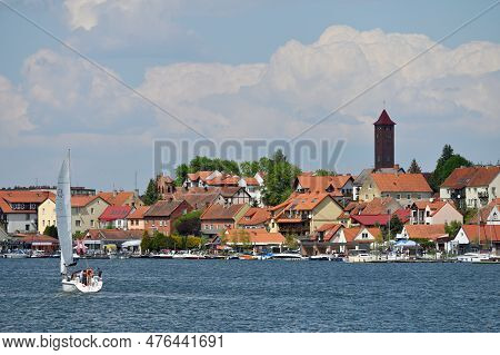 Mikolajki, Poland, May 14: View To City From The Lake On May 14, 2023 At Mikolajki, Poland. Mikolajk
