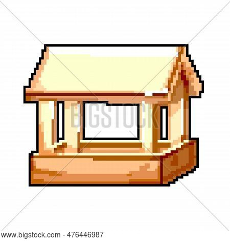 Park Feeder Bird Game Pixel Art Retro Vector. Bit Park Feeder Bird. Old Vintage Illustration