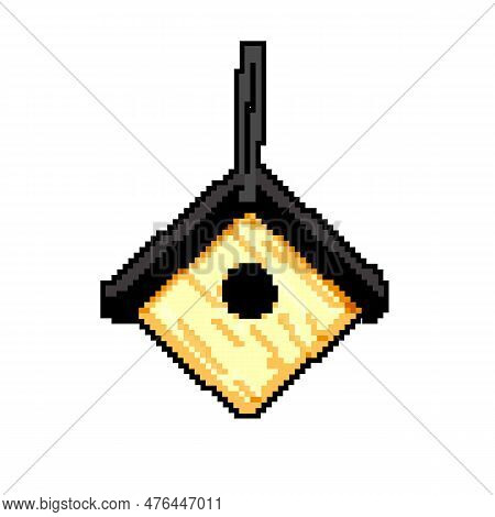 Nest Bird House Game Pixel Art Retro Vector. Bit Nest Bird House. Old Vintage Illustration