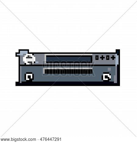 Entertainment Blu Ray Player Game Pixel Art Retro Vector. Bit Dvd Technology, Video Equipment Entert