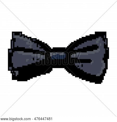Black Bow Tie Game Pixel Art Retro Vector. Bit Black Bow Tie. Old Vintage Illustration