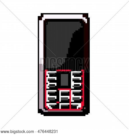 Symbol Button Phone Game Pixel Art Retro Vector. Bit Call Web, Cell Sign Symbol Button Phone. Old Vi