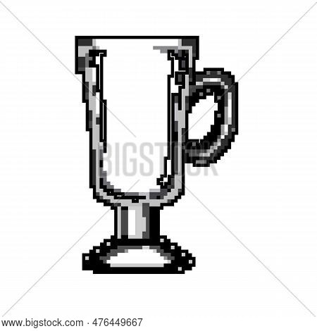 Cappucino Coffee Glass Game Pixel Art Retro Vector. Bit Cappucino Coffee Glass. Old Vintage Illustra