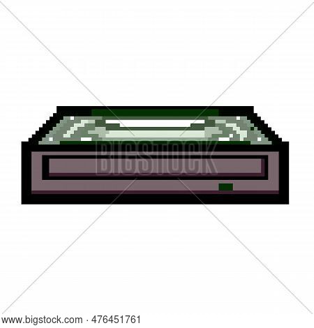 Computer Dvd Drive Game Pixel Art Retro Vector. Bit Cd Disk, Technology Data Computer Dvd Drive. Old
