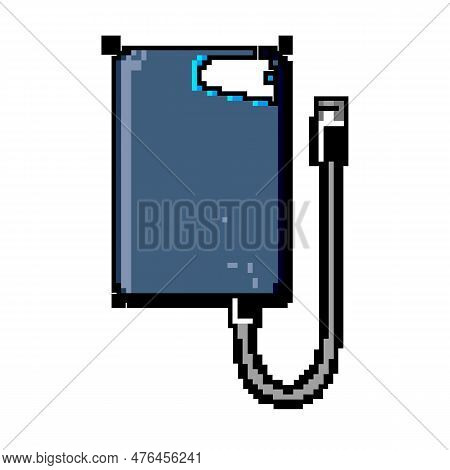 Disk Hard Drive Game Pixel Art Retro Vector. Bit Hdd Storage, Computer Data Disk Hard Drive. Old Vin