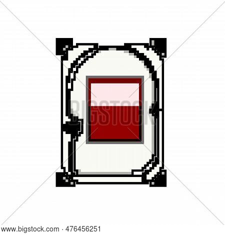Storage Hard Drive Game Pixel Art Retro Vector. Bit Computer Data, Backup Memory Storage Hard Drive.