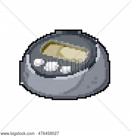 Food Kitchen Timer Clock Game Pixel Art Retro Vector. Bit Food Kitchen Timer Clock. Old Vintage Illu