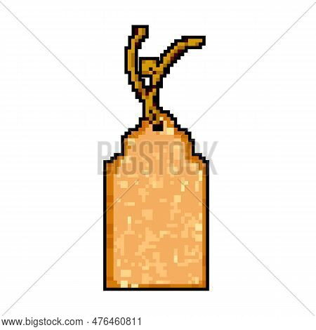 Blank Paper Tag Game Pixel Art Retro Vector. Bit Blank Paper Tag. Old Vintage Illustration
