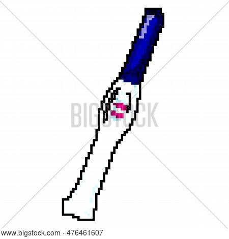 Positive Pregnant Test Game Pixel Art Retro Vector. Bit Positive Pregnant Test. Old Vintage Illustra