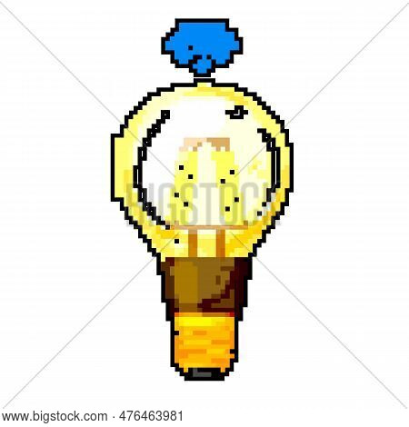 Technology Smart Light Bulb Game Pixel Art Retro Vector. Bit Technology Smart Light Bulb. Old Vintag