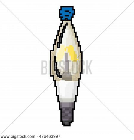 Energy Smart Light Bulb Game Pixel Art Retro Vector. Bit Energy Smart Light Bulb. Old Vintage Illust