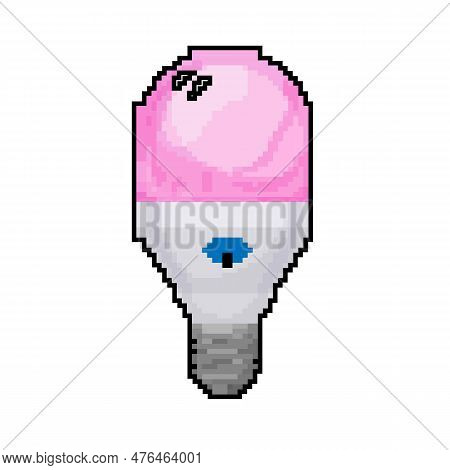 Remote Smart Light Bulb Game Pixel Art Retro Vector. Bit Remote Smart Light Bulb. Old Vintage Illust