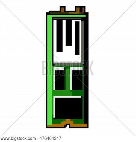 Drive Ssd Storage Game Pixel Art Retro Vector. Bit Disk Equipment, Hard Drive Ssd Storage. Old Vinta