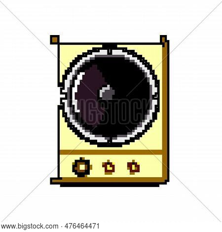 Computer Studio Sound Monitor Game Pixel Art Retro Vector. Bit Digital Mixer, Media Audio Computer S