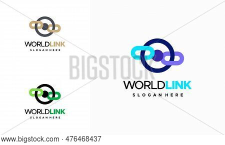 World Link Logo Designs Concept Vector, World Tech Logo, Creative Network Concept Logo Design Templa