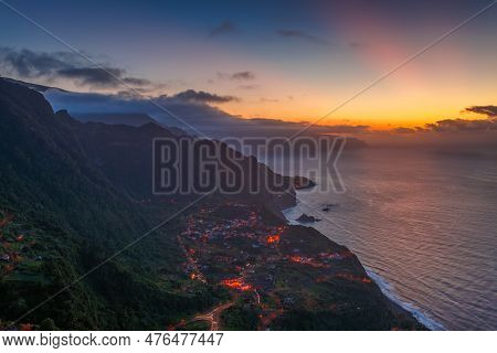 View From Miradouro Da Beira Da Quinta On Arco De Sao Jorge, Evening Landscape Of The City In Madeir