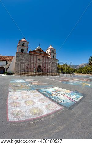 Santa Barbara, Usa - June 23, 2012: View To Old Mission Of The Spanish Missionary Junipero Serra.