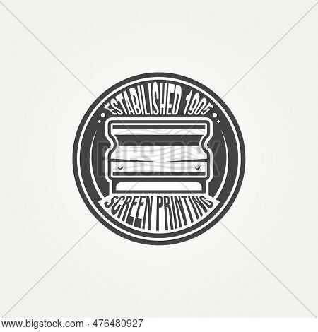 Vintage Classic Screen Printing Emblem Logo Template Vector Illustration Design. Retro Squeegees Sil