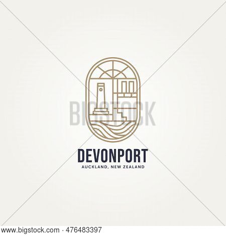 Minimalist Icon Of Devonport, Auckland New Zealand Badge Logo Template Vector Illustration Design. S