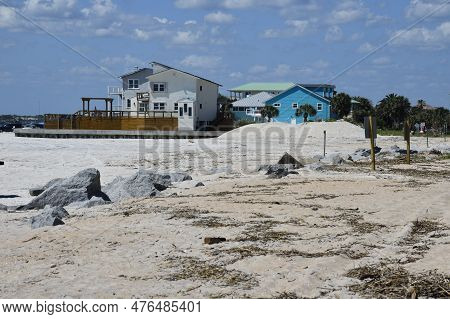Homes At The Ocean Beach Vilano Beach, Florida, Usa.