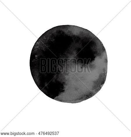 New Moon Mystic Esoteric Black Watercolor Sketch