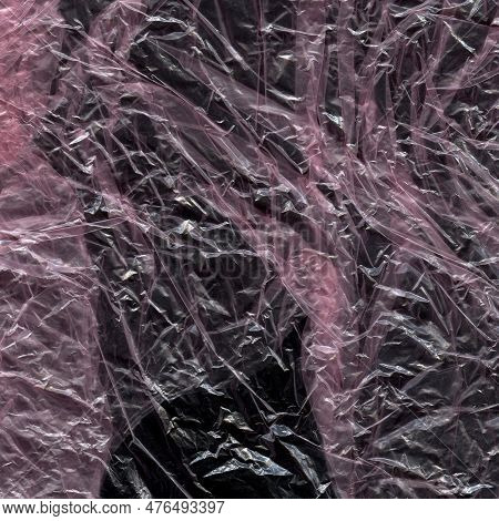 Plastic Texture And Clear Plastic Black Background Transparent Plastic Wrap On The Black