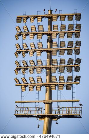 Cricket Stadium Flood Lights Poles At Delhi, India, Cricket Stadium Lights