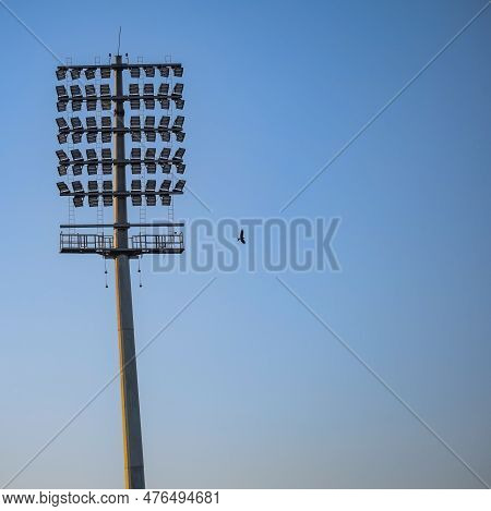 Cricket Stadium Flood Lights Poles At Delhi, India, Cricket Stadium Lights