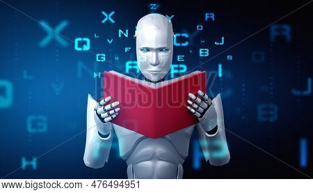 3d Illustration Of Robot Humanoid Reading Book In Concept Of Future Artificial Intelligence And 4th 