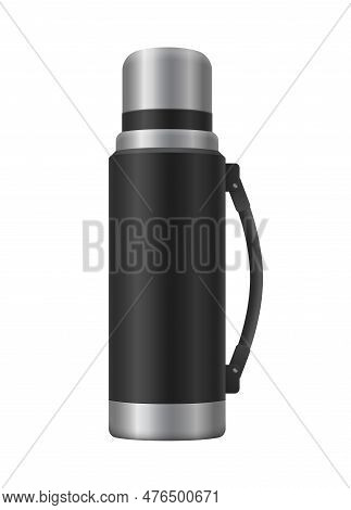 Realistic Thermos Composition With Vacuum Flask Storage Image Isolated On Blank Background Vector Il