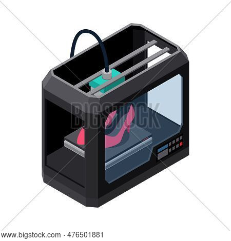 Footwear Factory Shoes Production Isometric Composition With Isolated Bootmaking Image On Blank Back
