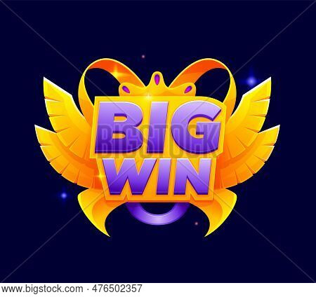 Game Win Popup Banner, Achievement Golden Icon. Casino Slot Machine Victory Congrats Badge, 2d Arcad