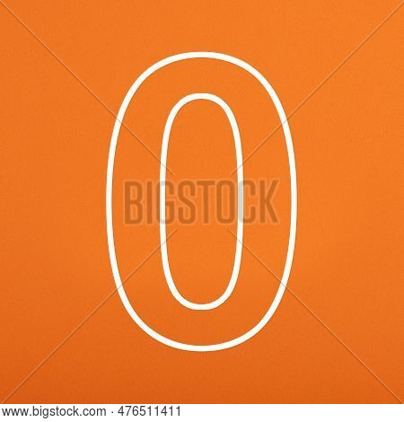 Zero, Number Written In White On Orange Foamy Background