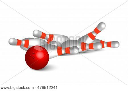 Bowling Kegling Mockup Set. Realistic Illustration Kegling Mockup For Web. Vector Illustration.