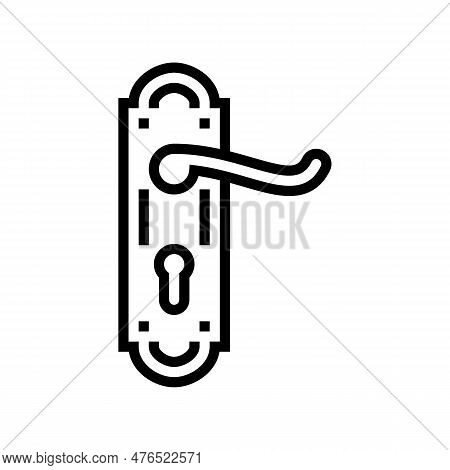 Lock Door Hardware Furniture Fitting Line Icon Vector. Lock Door Hardware Furniture Fitting Sign. Is