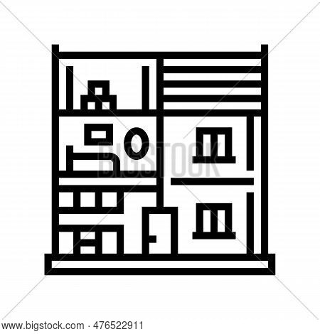 Dollhouse Toy Child Game Play Line Icon Vector. Dollhouse Toy Child Game Play Sign. Isolated Contour