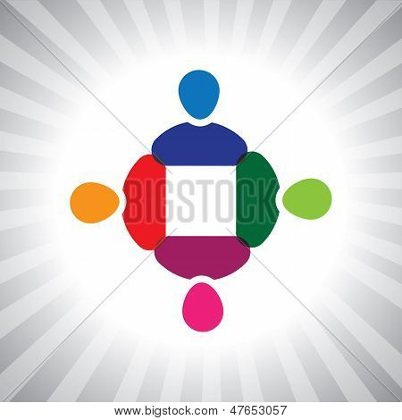 Os executivos da empresa colorido equipe reunião simples gráfico de vetor