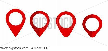 A Set Of Map Pin Icons In Various Shapes. Location Pointers. Editable Vectors.