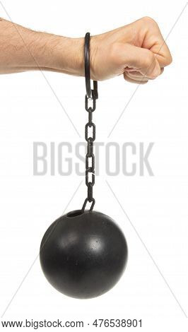 Heavy Looking Ball With Cuff Chain For Prisoners, Isolated