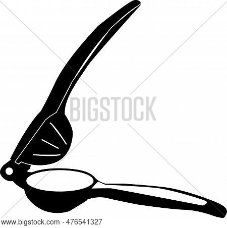 Lemon Squeezer Icon. Fruit Squeezer Sing. Manual Hand Press Symbol. Flat Style.