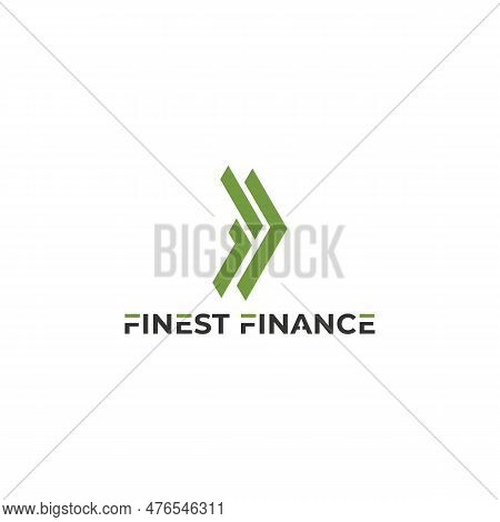 Abstract Initial Letter F Or Ff Logo In Green Color Isolated In White Background. Initial Letter Ff 