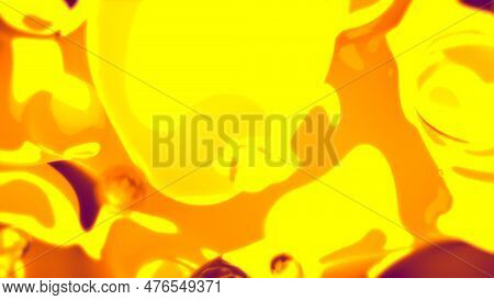 Glittering Golden Yellow Gauzy Glass Metaspheres On Red Bg - Abstract 3d Illustration