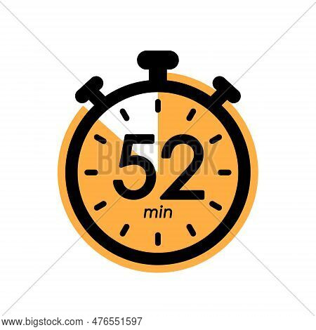 52 Minutes Stopwatch Icon, Timer Symbol, Cooking Time, Cosmetic Or Chemical Application Time, 52 Min