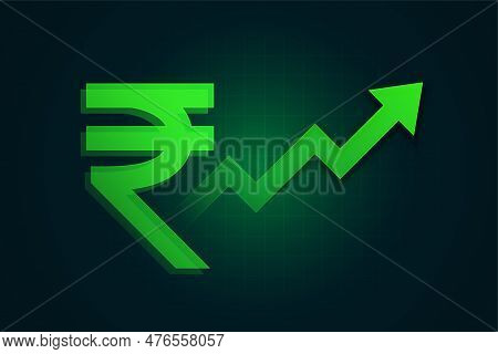 Indian Currency Rupee Symbol Banner Success Growth Chart Vector
